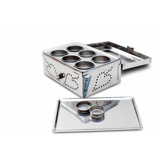 Beezy Pooja Set, Dry Fruit Box, Mukhwas Box, Pan Dani Multipurpose Stainless Steel Box - 500 ml Steel Utility Container  (Silver)