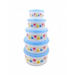 Beezy Container 5 pcs Set - 250 ml, 500 ml, 1000 ml, 1800 ml, 2500 ml Plastic Grocery Container  (Pack of 5, Blue)