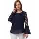 Casual Regular Sleeves Solid Women Navy Blue Top