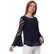 Casual Regular Sleeves Solid Women Navy Blue Top