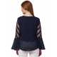 Casual Regular Sleeves Solid Women Navy Blue Top