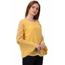 Casual Regular Sleeves Solid Women Mustard Top