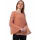 Casual Regular Sleeves Solid Women Orange Top