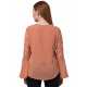 Casual Regular Sleeves Solid Women Orange Top