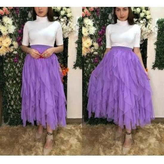 Solid Flared Purple Skirt for Girls/Women