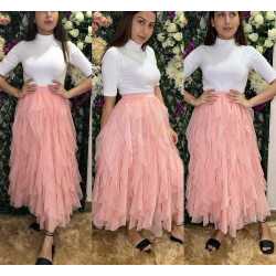 Solid Flared Pink Skirt for Girls/Women