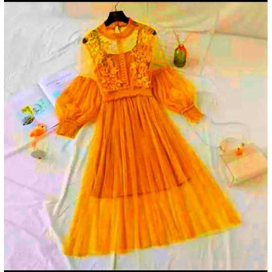 Classic Designer Mustard Dress for Girls/Women