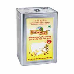 Gavyamart Indian A2 Cow Ghee 100% Pure - Made of Indian Breed Cows by Shree Nandanvan Godham Mahatirth-5L (Pack of 1)