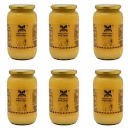 GAVYAMART Indian Cow's Pure Desi Ghee | Oldest Indian Bread Kankrej Cow's A2 Ghee Glass Jar | Pure, Natural & Healthy | Lab Tested (1 Ltr, Pack of 6) 