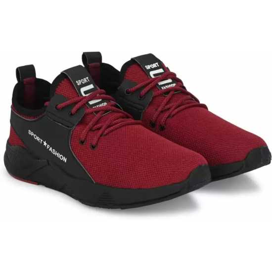 GlowLife Mesh Light Weight Maroon Sports Shoe for Men's & Boys