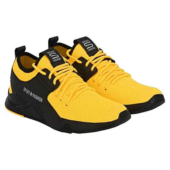 GlowLife Mesh Light Weight Yellow Sports Shoe for Men's & Boys