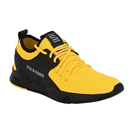 GlowLife Mesh Light Weight Yellow Sports Shoe for Men's & Boys