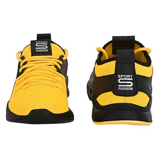 GlowLife Mesh Light Weight Yellow Sports Shoe for Men's & Boys