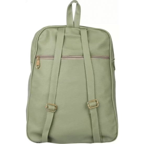 Green PU Leather Backpack for Laptop & I Pad