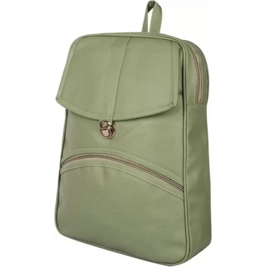 Green PU Leather Backpack for Laptop & I Pad