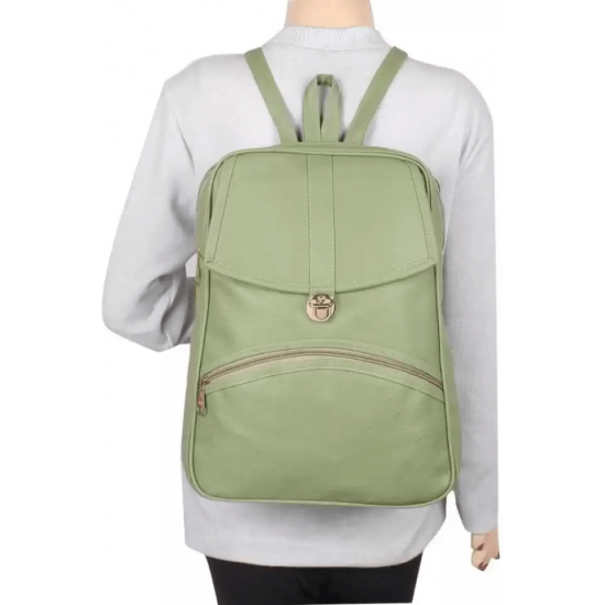 Green PU Leather Backpack for Laptop & I Pad