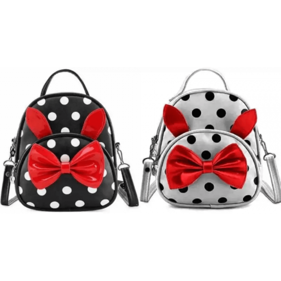 PU Leather Backpack for School Student (Combo Offer - Black & Grey)