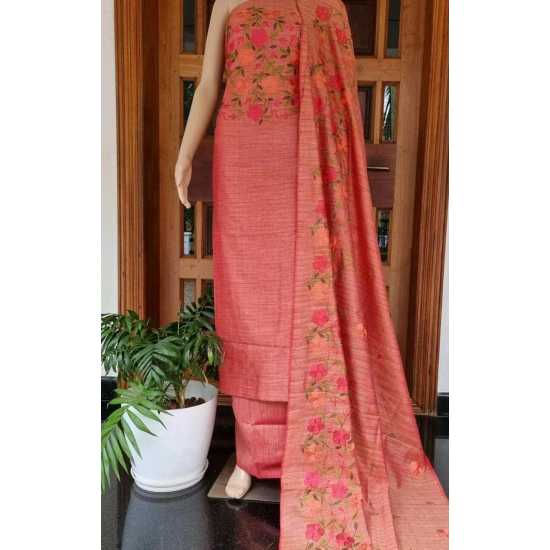 Fancy Embroidered Cotton Dupion Suit Piece