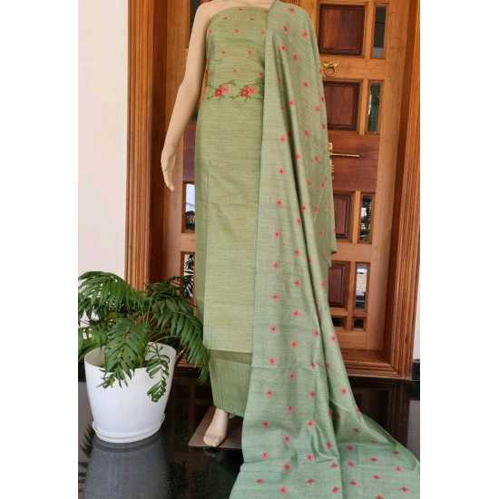 Fancy Embroidered Cotton Dupion Suit Piece