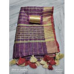 Linen by Linen Yarn Dye Checkered And  Border Weaving  Dupatta