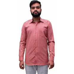 KMP Fashion Men Checkered Casual Red Shirt