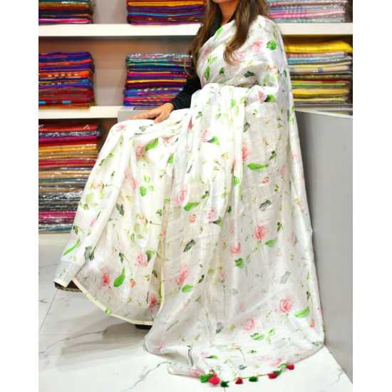 Pure Linen Digital Print Saree