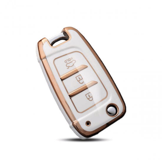 TPU Key Cover Compatible with HYUNDAI Verna Kona Electric- (White)