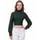 Dark Green Partywear Turtleneck Stylish Top for Girls/Women 