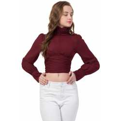 Maroon Partywear Turtleneck Stylish Top for Girls/Women 