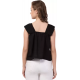 Casual No Sleeve Solid Women Black Top