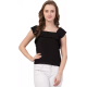 Casual No Sleeve Solid Women Black Top