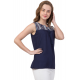 Casual Sleeveless Solid Women Blue Top