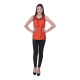 Casual Sleeveless Solid Women Orange Top