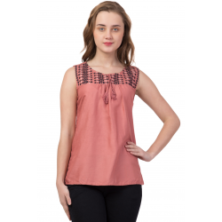 Casual Sleeveless Solid Women Pink Top