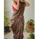 Tussar Ghicha Silk Saree with Beautiful Embroidered Design and Running Blouse Piece