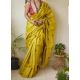 Tussar Ghicha Silk Saree with Beautiful Embroidered Design and Running Blouse Piece