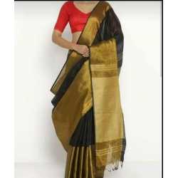 100% Pure Linen by Linen Saree with Running Blouse Piece