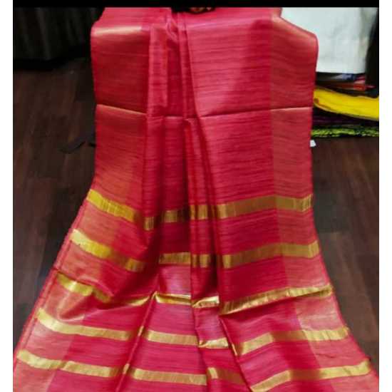 Handloom Mark Tussar Ghicha Silk Saree with Running Blouse Piece