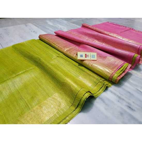 Handloom Mark Tussar Ghicha Silk Saree with Running Blouse Piece