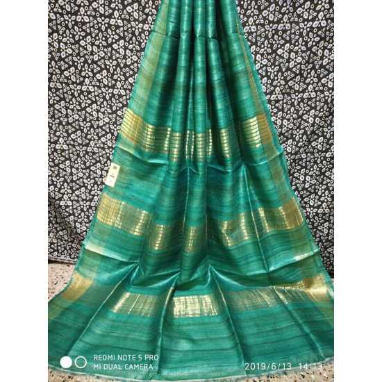 Handloom Mark Tussar Ghicha Silk Saree with Running Blouse Piece