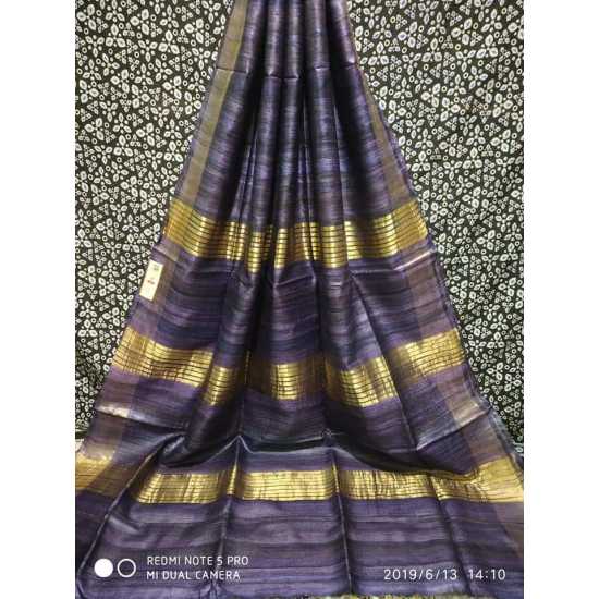 Handloom Mark Tussar Ghicha Silk Saree with Running Blouse Piece