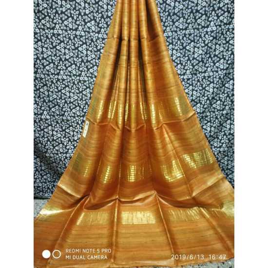 Handloom Mark Tussar Ghicha Silk Saree with Running Blouse Piece