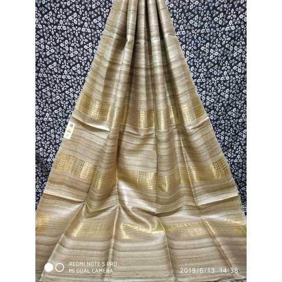 Handloom Mark Tussar Ghicha Silk Saree with Running Blouse Piece