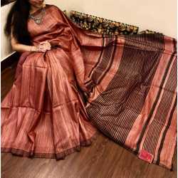 Weaving Work Tussar Ghicha Silk Saree