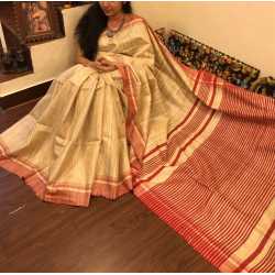 Weaving Work Tussar Ghicha Silk Saree