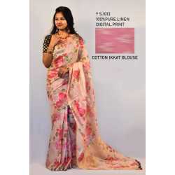 100% Pure Linen by Linen Digital Print Saree 