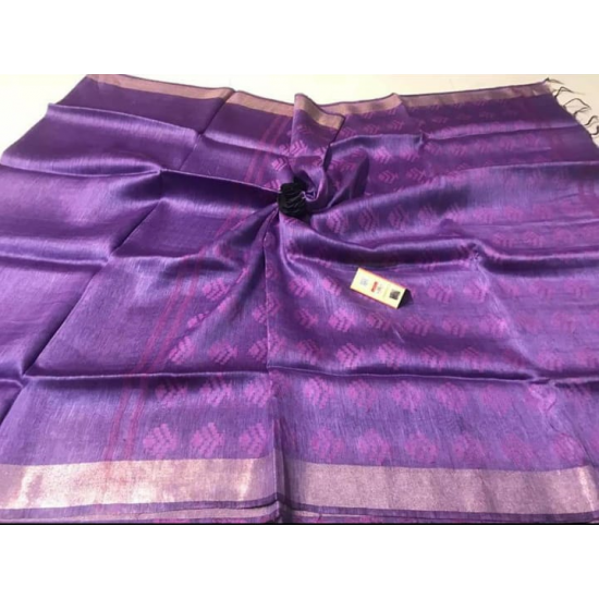 Beautiful Designer Weaving Work Silk Linen Saree