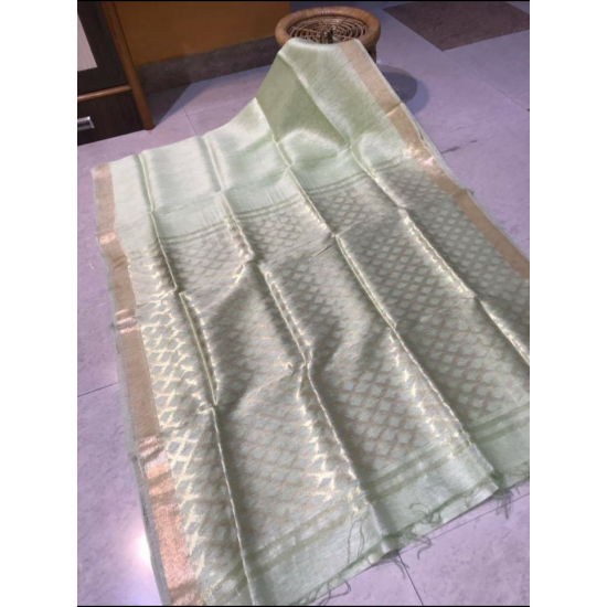 Beautiful Designer Weaving Work Silk Linen Saree