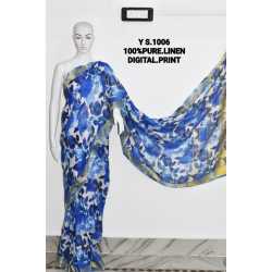 Pure Linen by Linen Digital Print Saree with Running Blouse Piece