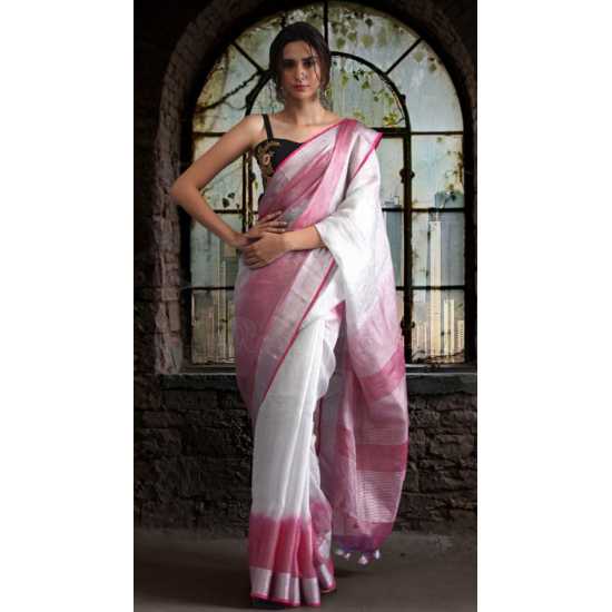 Beautiful Weaving Work Tissue by Linen Saree